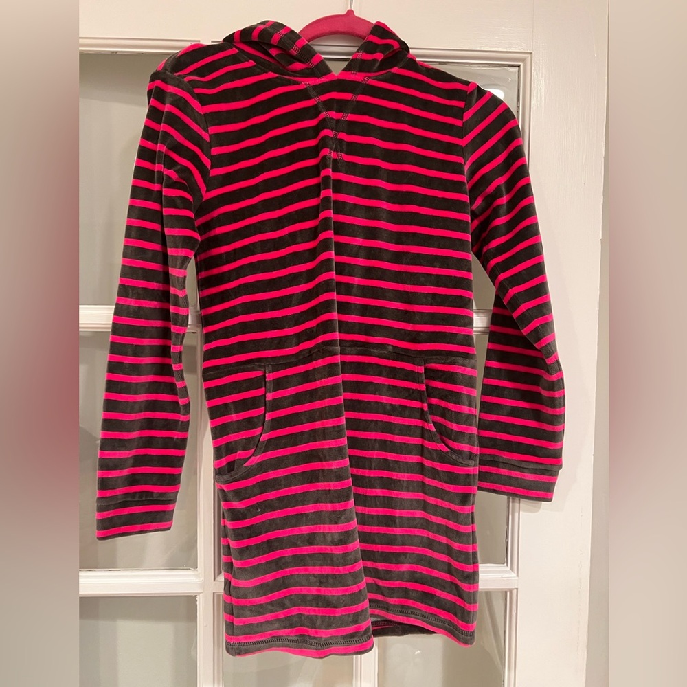 Mini Boden, Hooded Long sleeve girl’s velvet dress, size 11-12Y